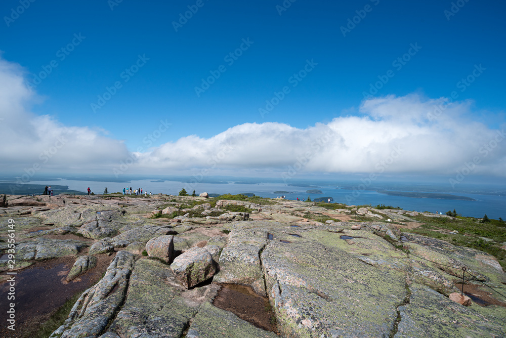 Tourists Viewing Frenchman Bay from atop Cadillac Mountain