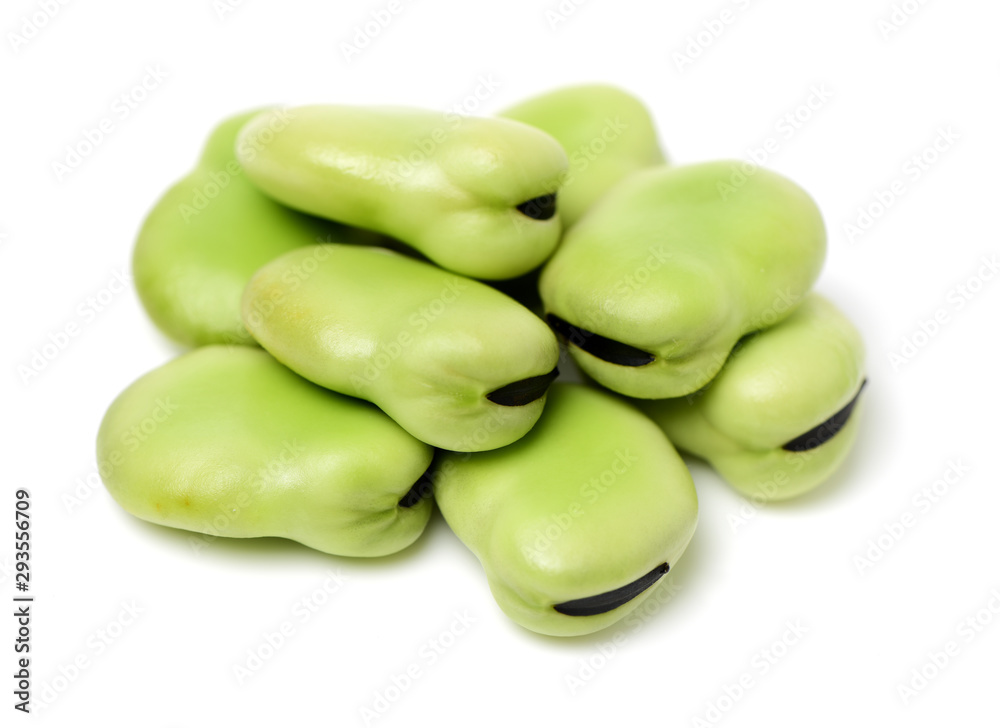 Broad beans on white background Broad beans on white background