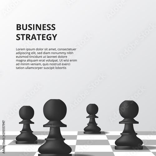 black pawn chess on the chessboard. Business strategy concept. position thinking with strategic for successful business.