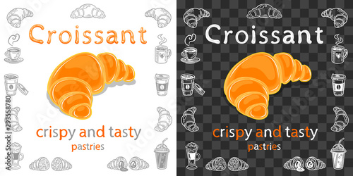 French pastries, coffee scribbles and a sign