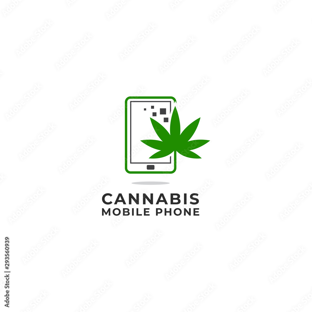 Cannabis Mobile Application Logo Vector Icon Illustration Cannabis Mobile Application Logo Vector Icon Illustration