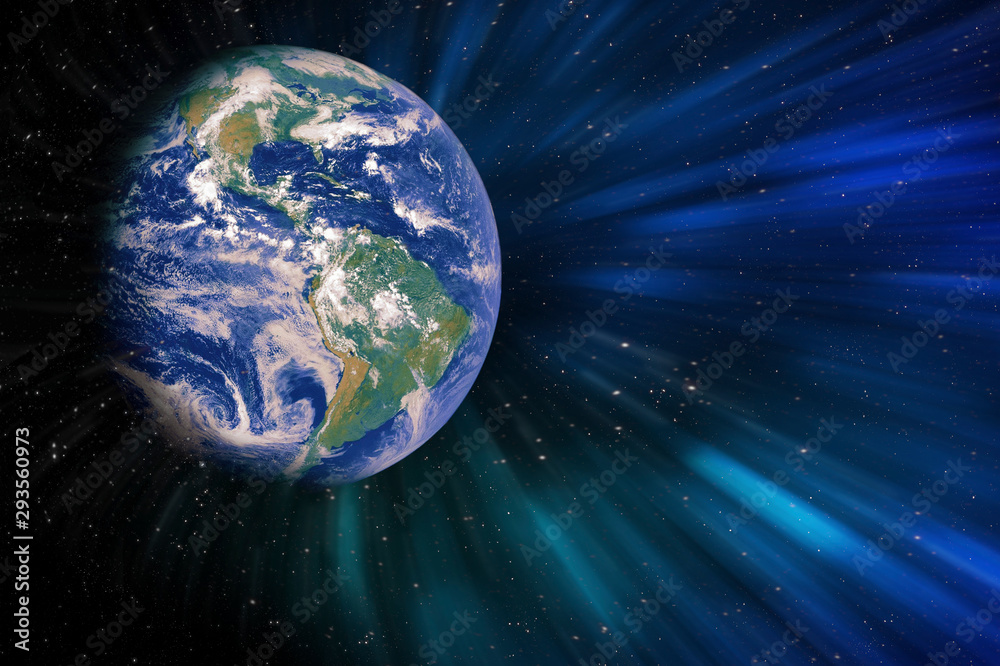 Obraz premium earth in the galaxy with gases and fantasy light flares Elements of this image furnished by NASA