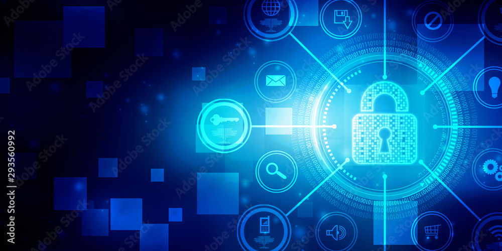 2d illustration Safety concept: Closed Padlock on digital background 2d illustration Safety concept: Closed Padlock on digital background