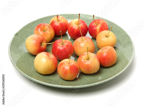 small red and yellow apples isolated on white background