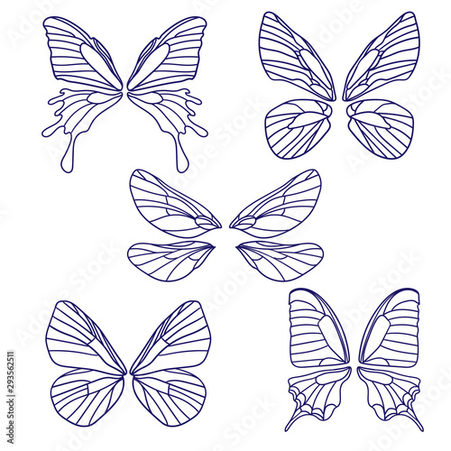 set of butterflies silhouettes isolated on white background in vector format © SharlottaU