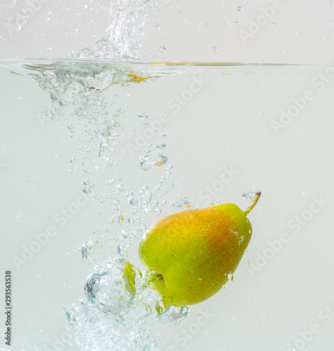 Pear dropped in water