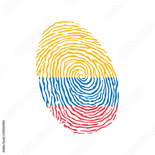 Fingerprint vector colored with the national flag of Colombia
