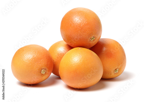 Grapefruit with segments on a white background 