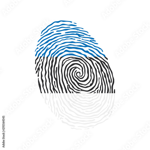 Fingerprint vector colored with the national flag of Estonia