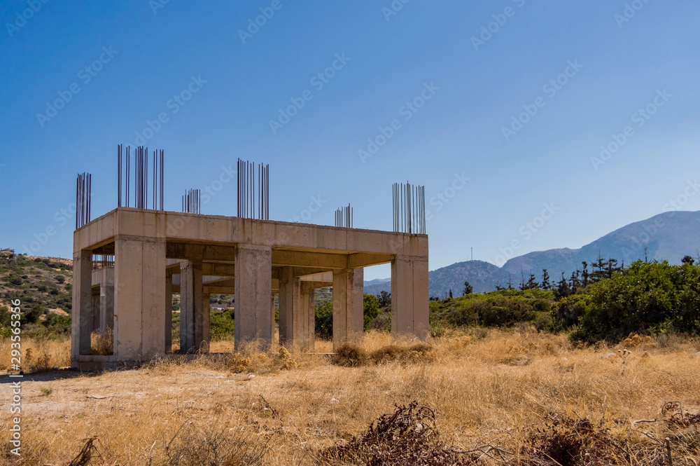 House in abandoned construction in the Cretan country House in abandoned construction in the Cretan country