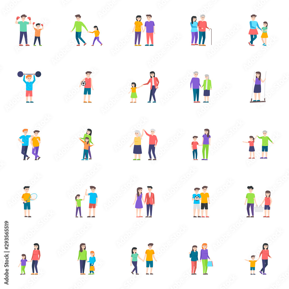 Pack Of Couple Flat Characters 