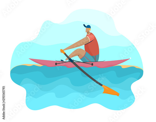 man rower in a boat on the water