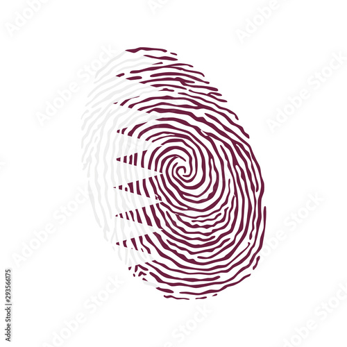 Fingerprint vector colored with the national flag of Qatar
