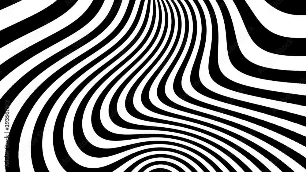 4k abstract animation.Black and white  striped  illusion seamless looping