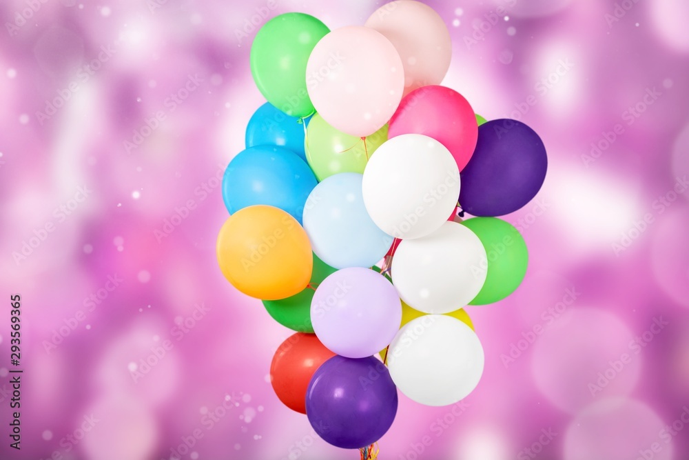 Bunch of colorful balloons on pastel background Bunch of colorful balloons on pastel background