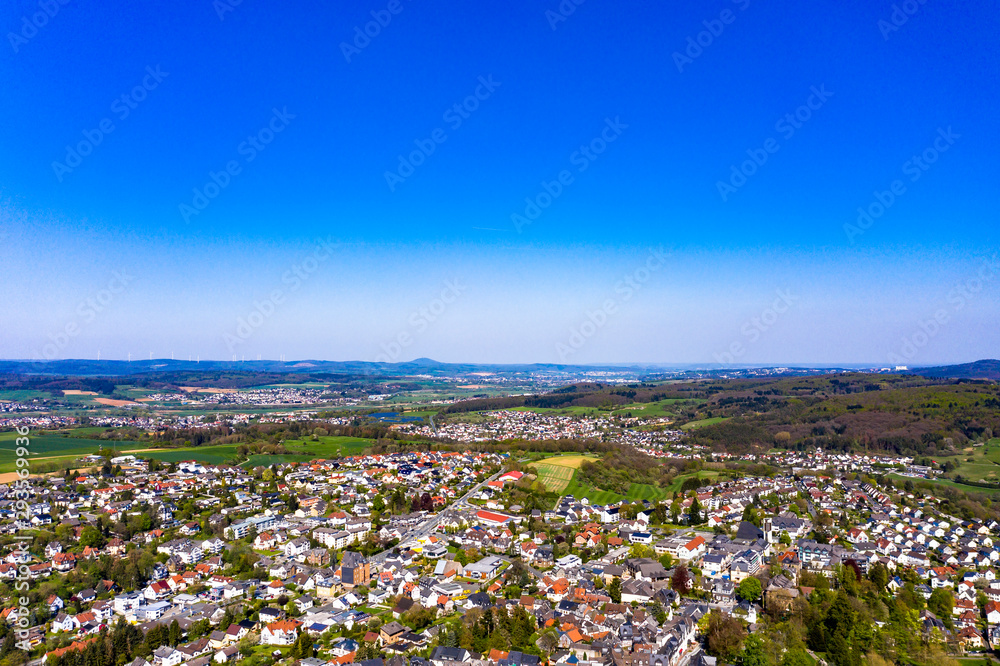 Schloss Braunfels, mit Hubertusturm, Neuer Bergfried, Georgturm und Alter Stock Braunfels, Hessen, Deutschland,