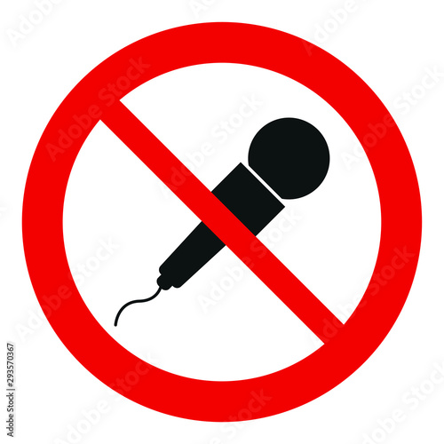  No microphone  vector. Not allow   microphone  sign. The red circle prohibiting sing 