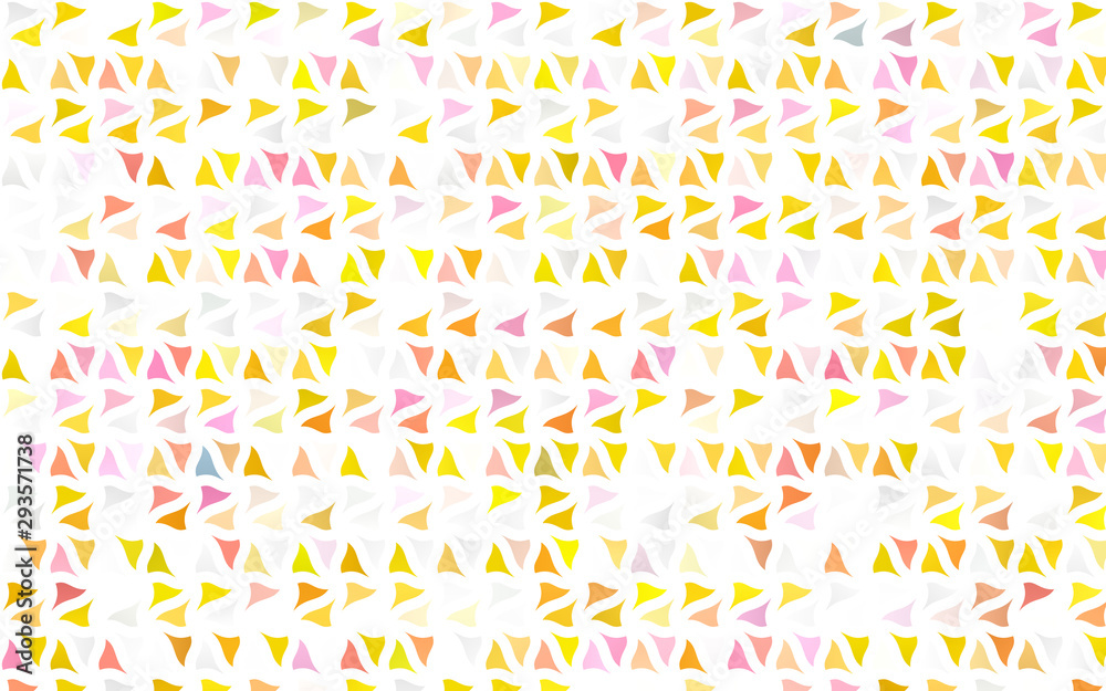 Light Pink, Yellow vector backdrop with lines, triangles. Glitter abstract illustration with triangular shapes. Best design for your ad, poster, banner.