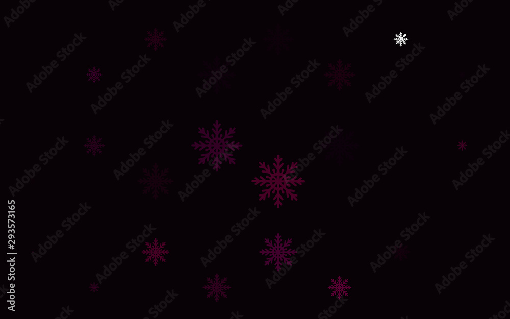 Light Purple vector pattern with christmas snowflakes. Shining colored illustration with snow in christmas style. The pattern can be used for new year leaflets.