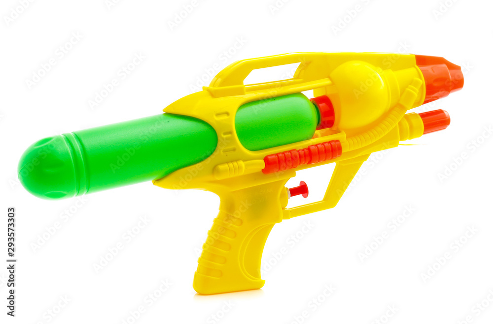 Plastic water gun isolated on white background Plastic water gun isolated on white background