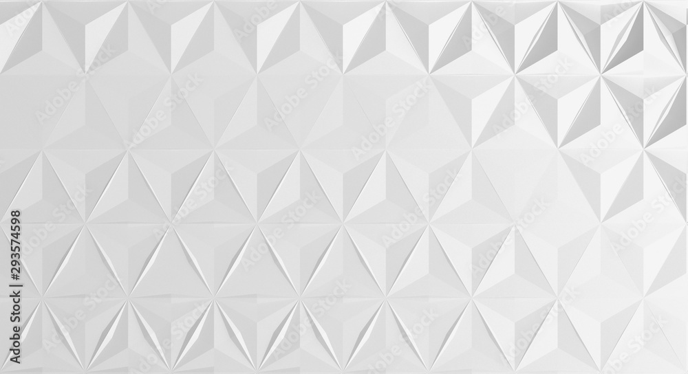 Naklejka Triangular abstract geometric gray background of triangular volumetric elements of different random size. 3D illustration