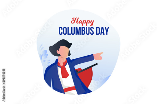 Happy Columbus Day vector illustration concept for web landing page template, banner, flyer and presentation