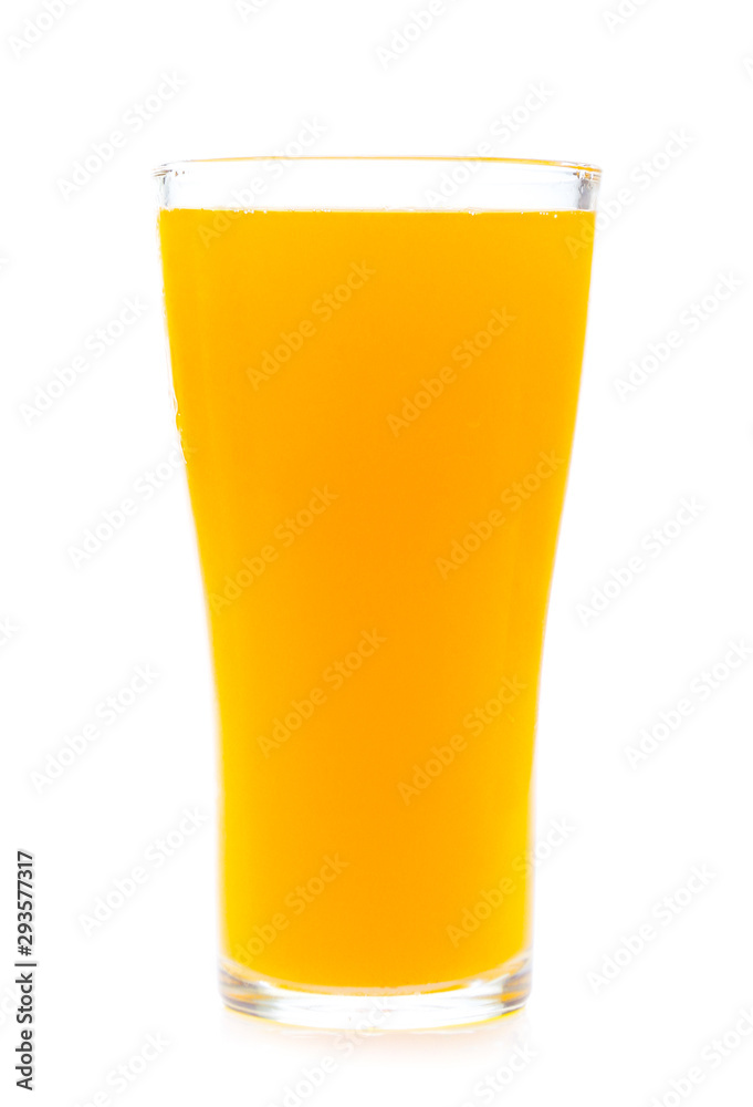 Orange juice glass, isolated on white background Orange juice glass, isolated on white background