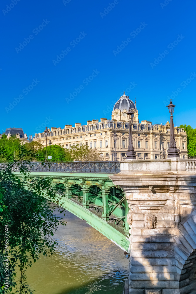 Paris, the beautiful Notre-Dame bridge on the ile de la Cité 
