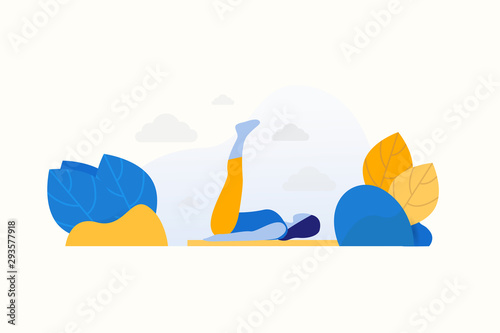 woman yoga with legs up style concept vector illustration concept for web landing page template, banner, flyer and presentation