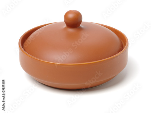 Foto Clay pot for cooking on white background