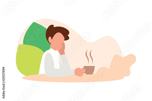 man is drinking coffee. enjoy coffee in the morning concept vector illustration concept for web landing page template, banner, flyer and presentation