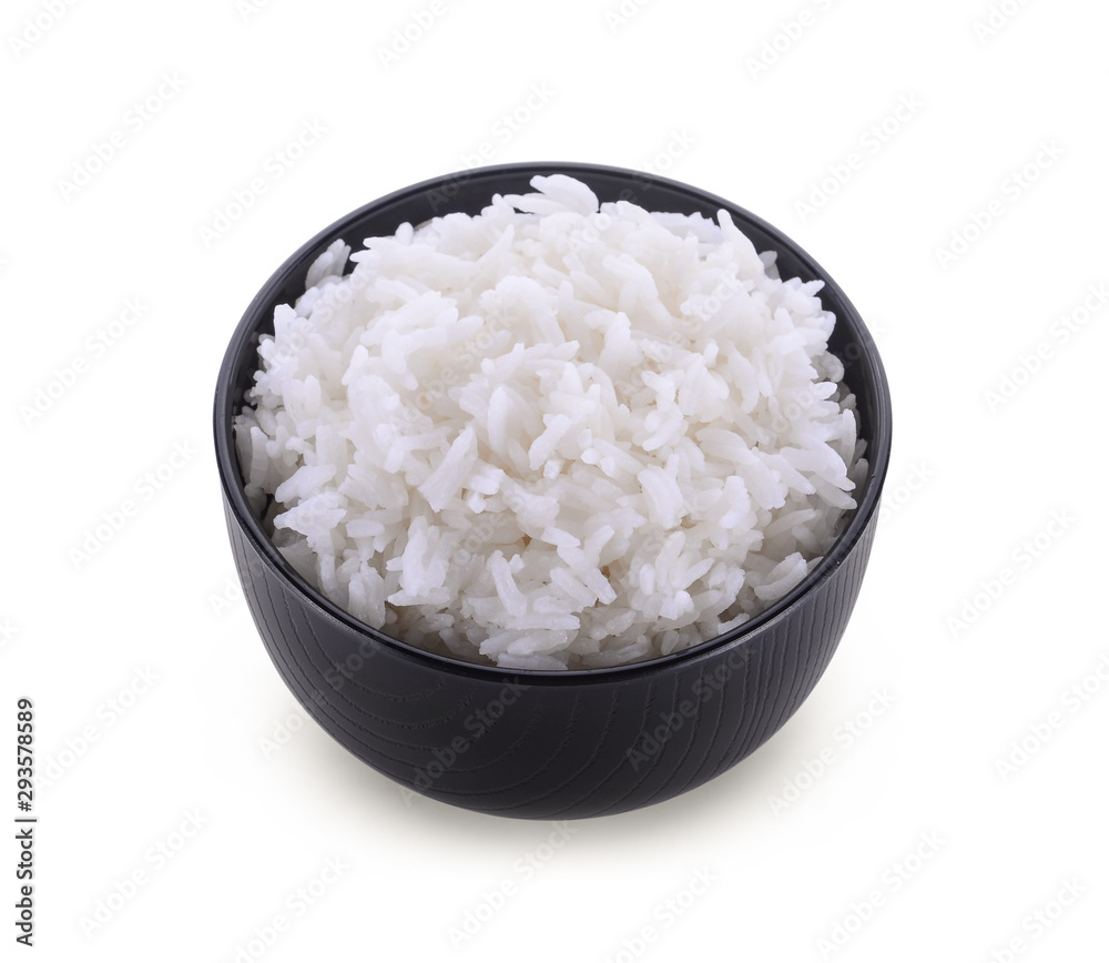 top view rice bowl on white background top view rice bowl on white background