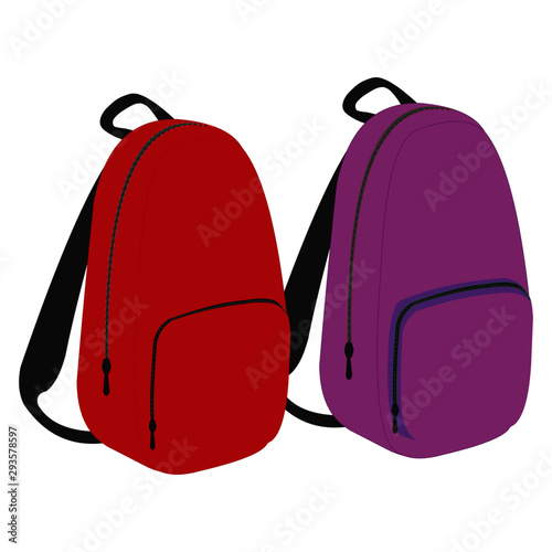 Red and Purple School Bags - Cartoon Vector Image