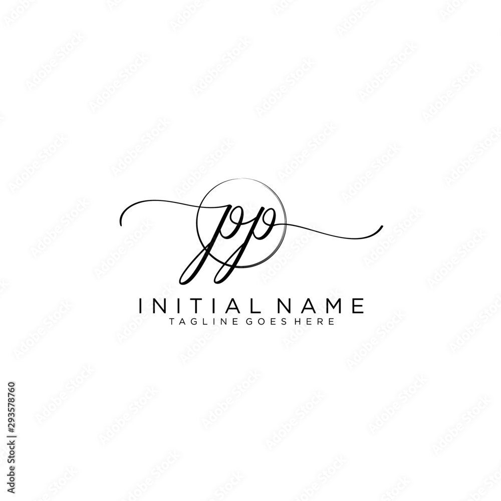 PP Initial handwriting logo with circle template vector.