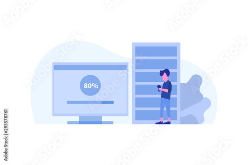 Online database. Internet datacenter connection, administrator concept vector illustration concept for web landing page template, banner, flyer and presentation