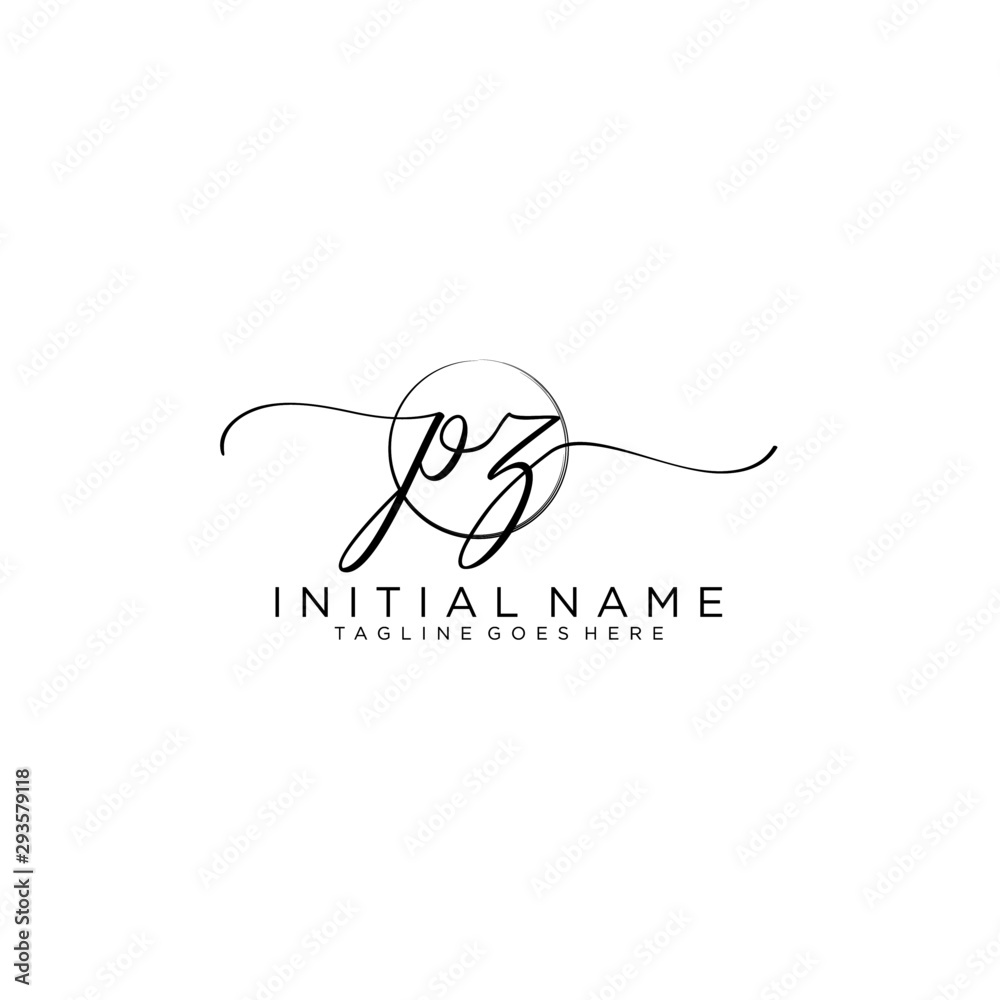 PZ Initial handwriting logo with circle template vector.