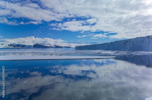 Drygalski Ice Tongue looking up towards the Victoria Land Mountain range Terra Nova Bay, Ross Sea, Antarctica