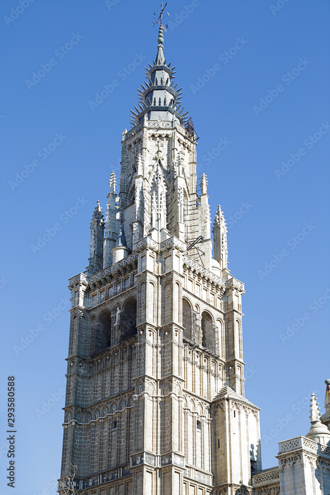 Tower of the Primate Cathedral of Saint Mary of Toledo, Spain.