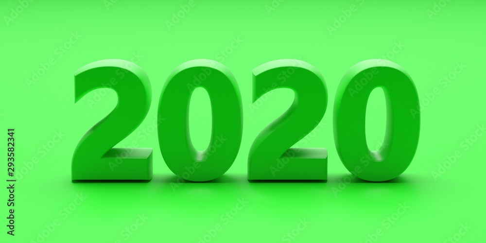 2020 new year on green color background. 3d illustration 2020 new year on green color background. 3d illustration