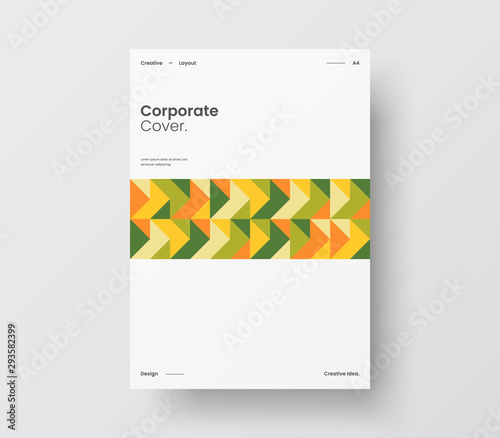 Amazing business presentation vector A4 vertical orientation front page mock up. Modern corporate report cover abstract geometric illustration design layout. Company identity brochure template.