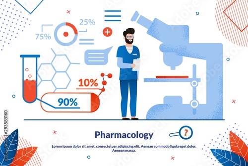 Pharmacology Science Flat Vector Banner Template