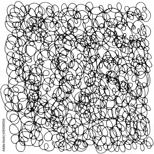 doodle knot graphic texture, one line, in black and white