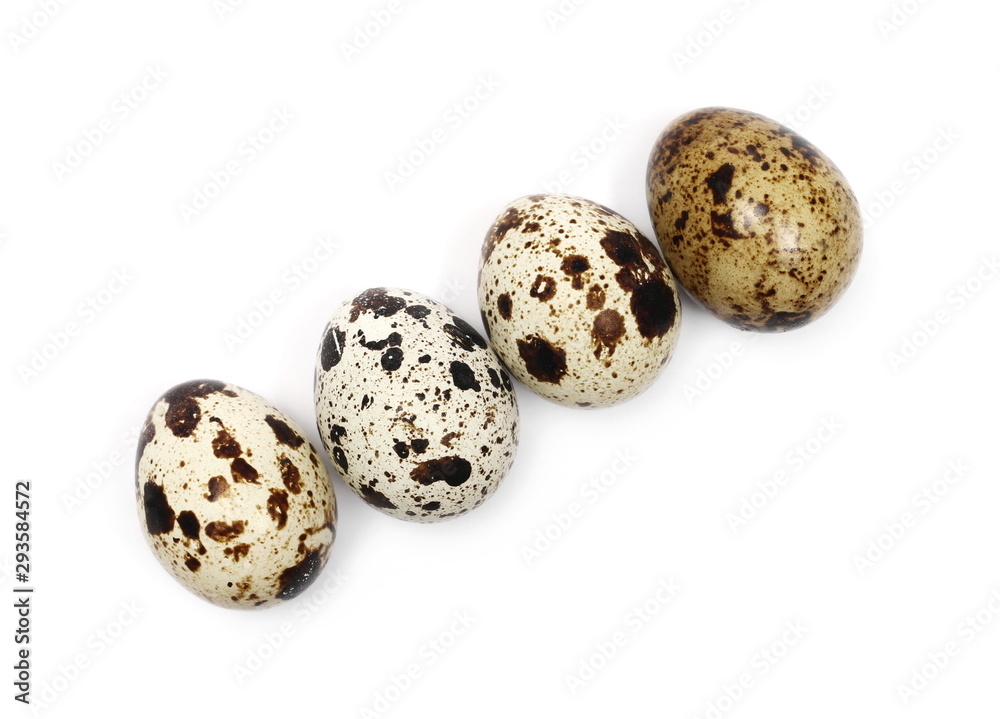 Quail eggs isolated on white background, top view Quail eggs isolated on white background, top view