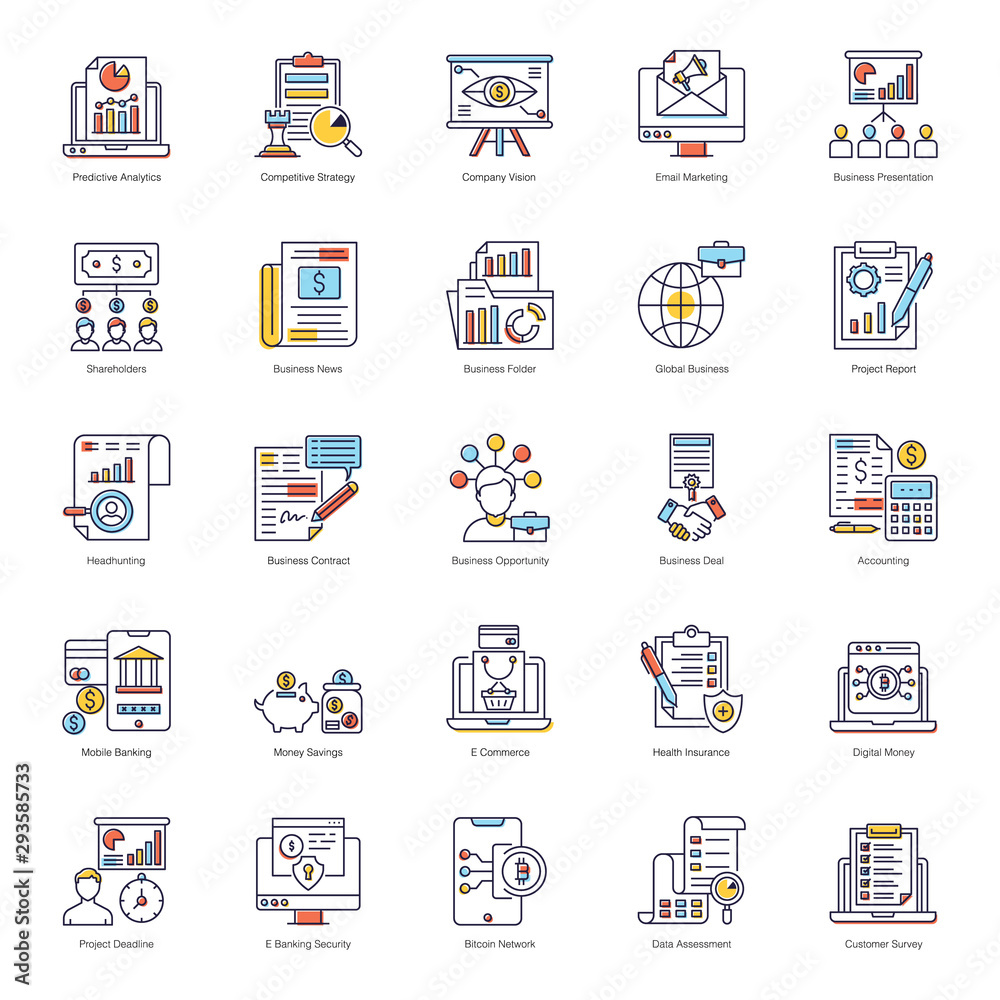 Business Growth Flat Icons Pack Business Growth Flat Icons Pack