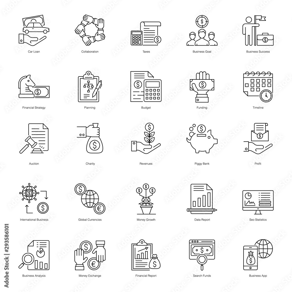 Online Business Line Icons Pack