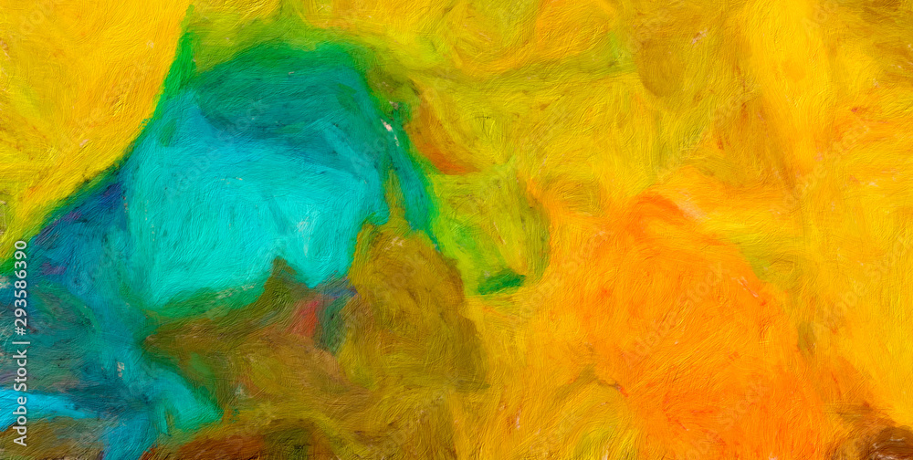 Oil painting style texture background. Hand drawn abstraction on canvas. Multicolor spots. Acrylic fine art.