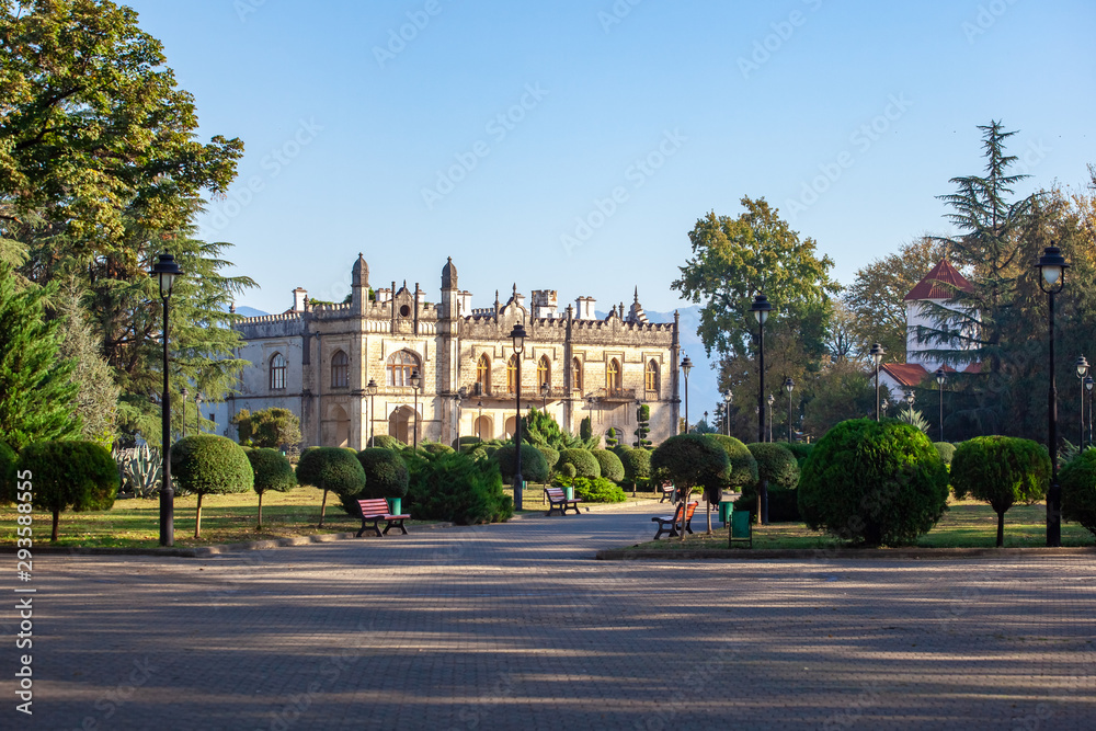 Naklejka premium Dadiani Palaces Historical and Architectural Museum located inside a park in Zugdidi, Georgia.