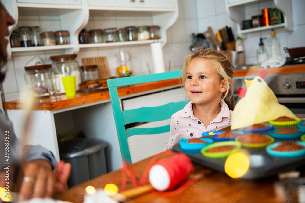 Fototapeta premium Mother and daughter in the Kitchen 