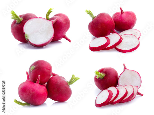 set of radish isolated on white background