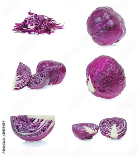set red cabbage isolated on white